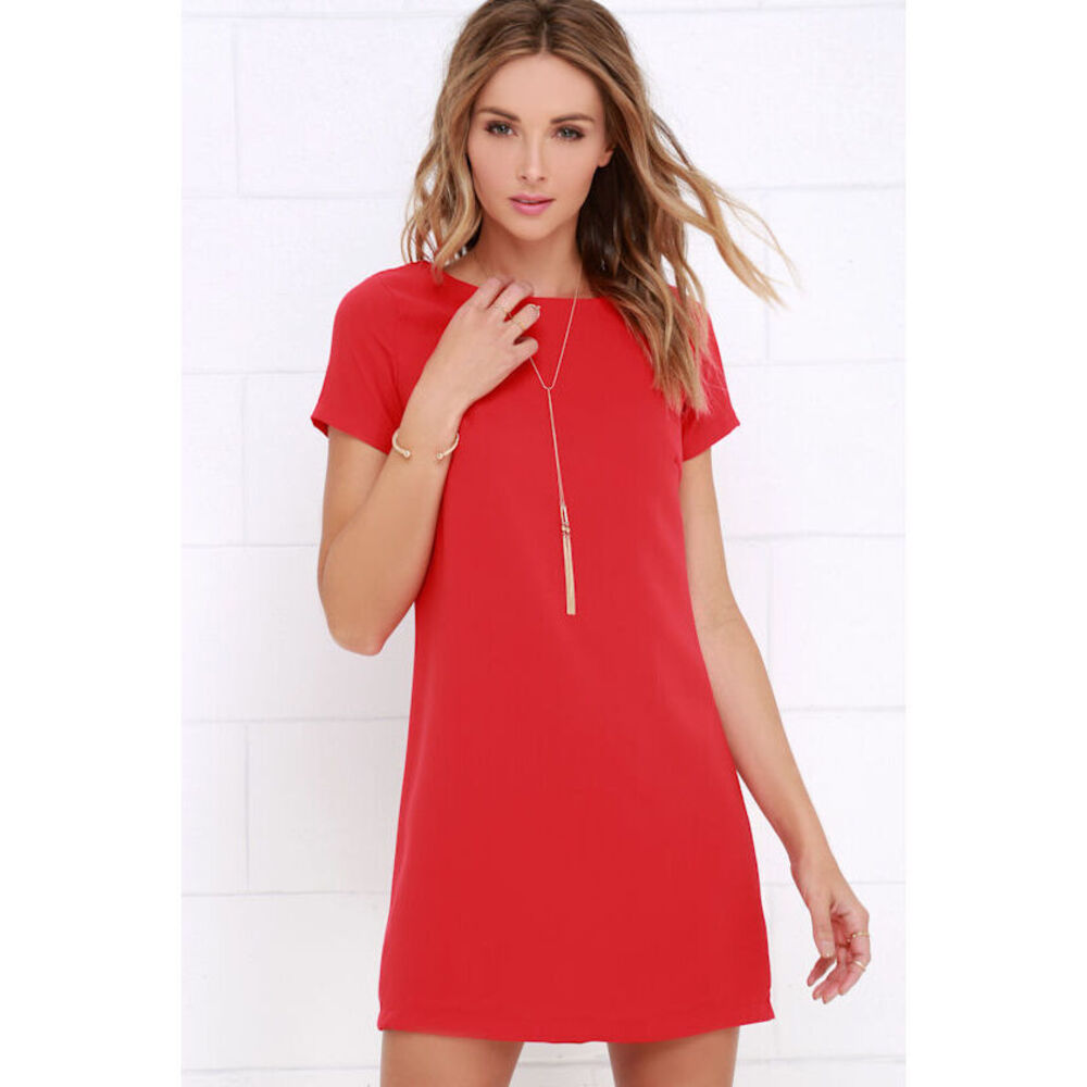 Lulus Shift And Shout Red Shift Dress - Size M